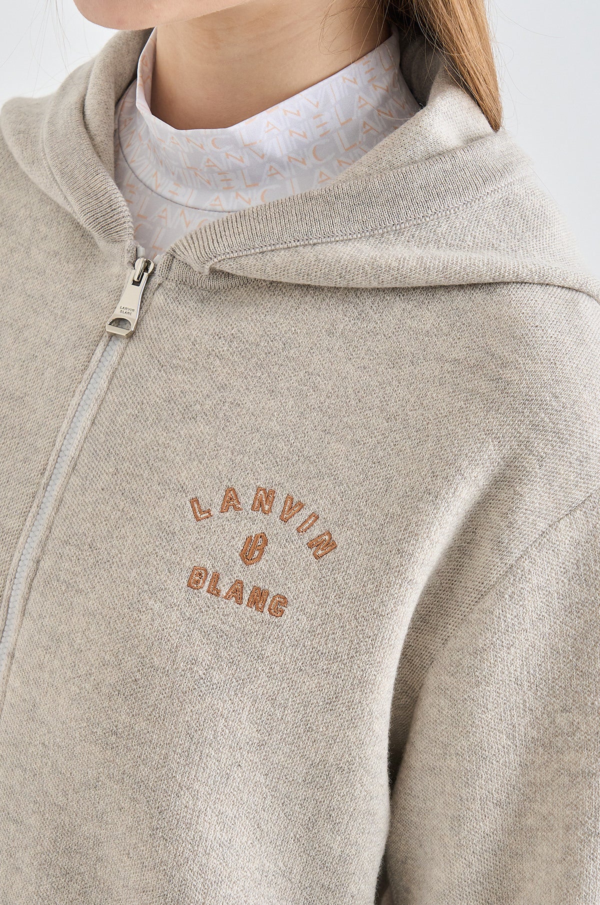 Lanvin Blanc Women&#39;s Zip Hoodie - White Grey - Erthe Golf