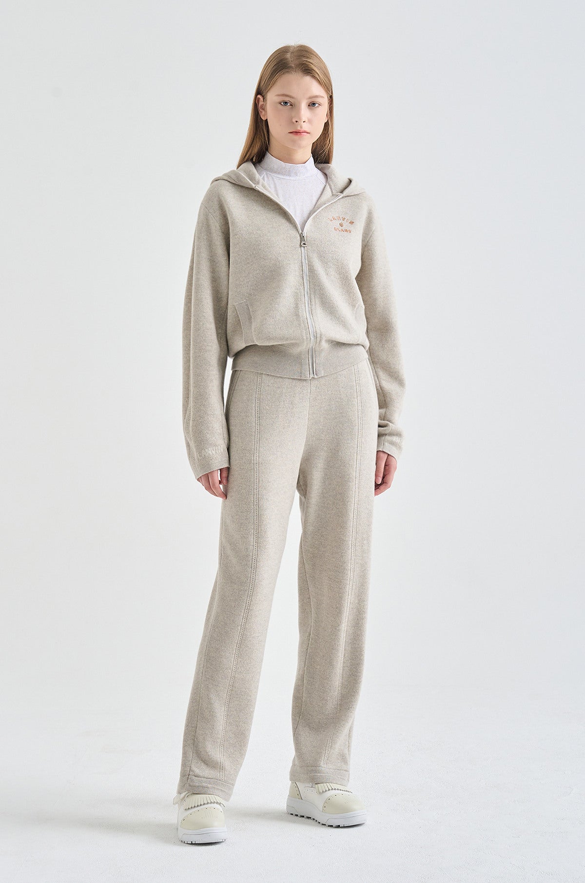 Lanvin Blanc Women&#39;s Zip Hoodie - White Grey - Erthe Golf