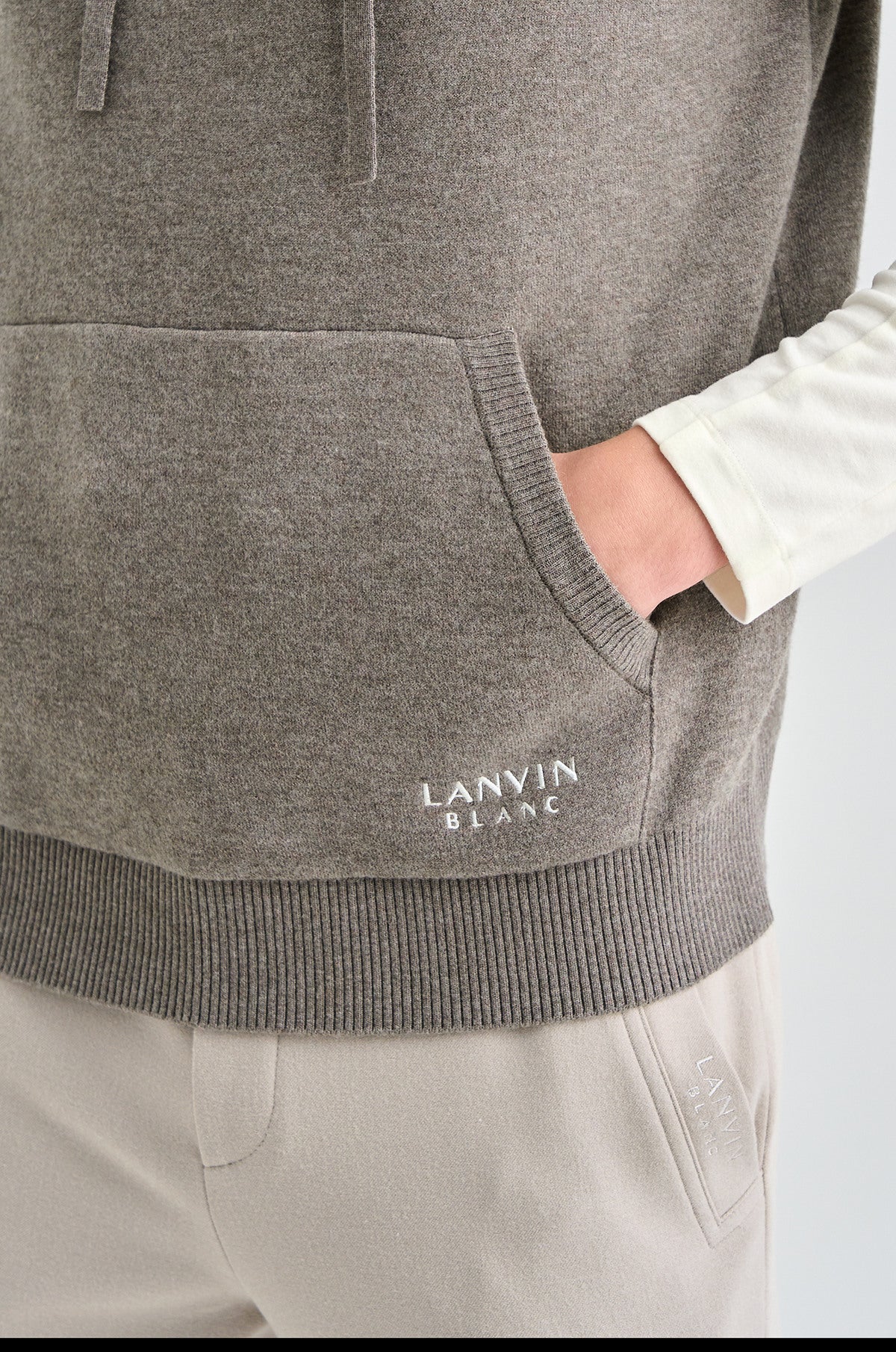 Lanvin Blanc Men's Hoodie Vest - Sepia Grey - Erthe Golf