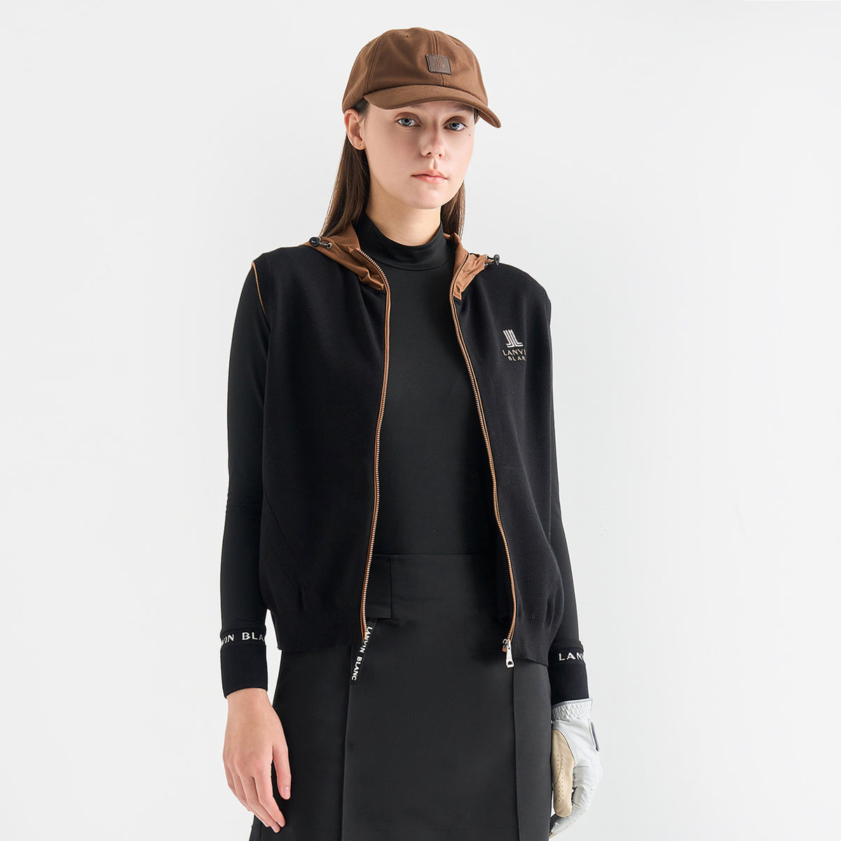 Lanvin Blanc Women's Zip Hoodie - Black - Erthe Golf