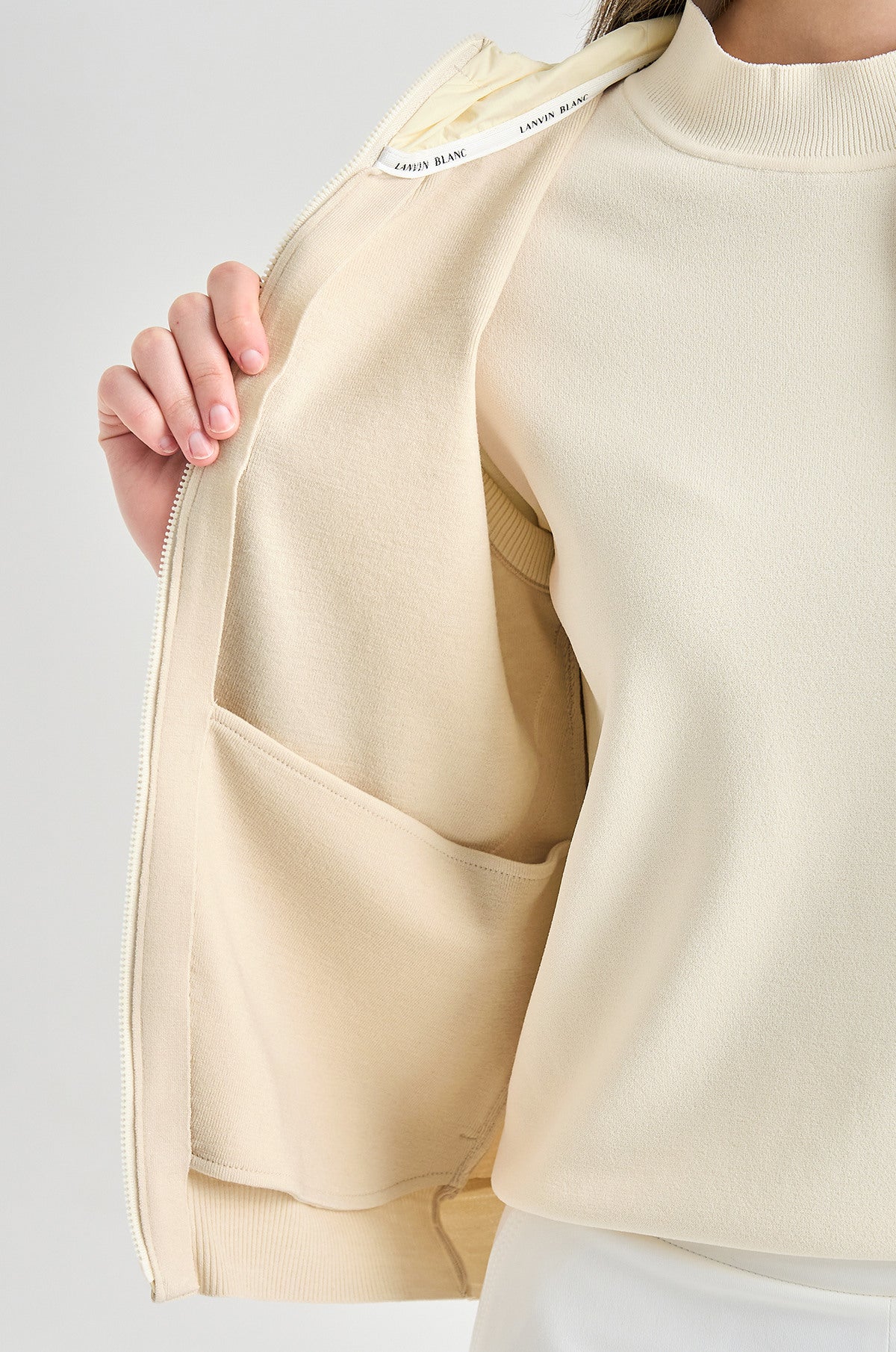 Lanvin Blanc Women's Zip Hoodie - Light Beige - Erthe Golf