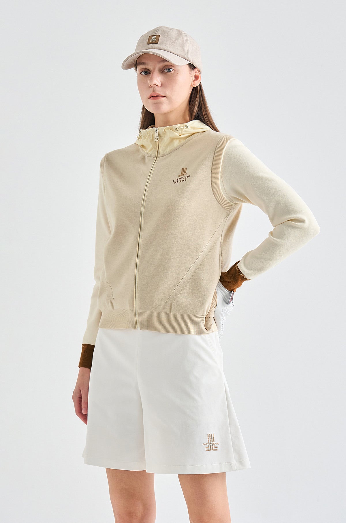 Lanvin Blanc Women&#39;s Zip Hoodie - Light Beige - Erthe Golf