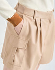 Lanvin Blanc Women's Leather Shorts - Beige - Erthe Golf