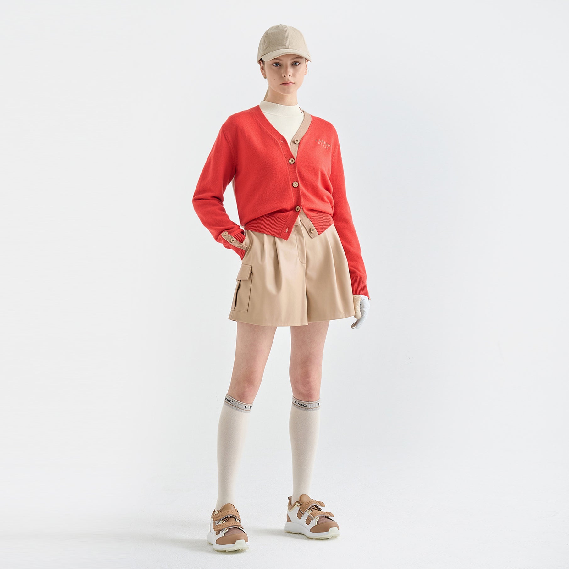 Lanvin Blanc Women's Leather Shorts - Beige - Erthe Golf