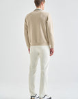 Lanvin Blanc Men's Zip Sweater - Beige - Erthe Golf