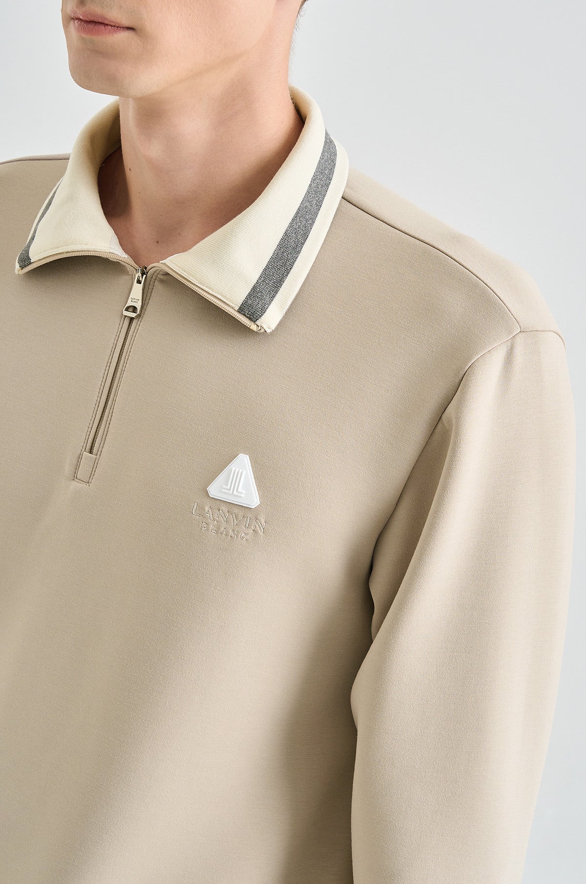 Lanvin Blanc Men's Zip Sweater - Beige - Erthe Golf