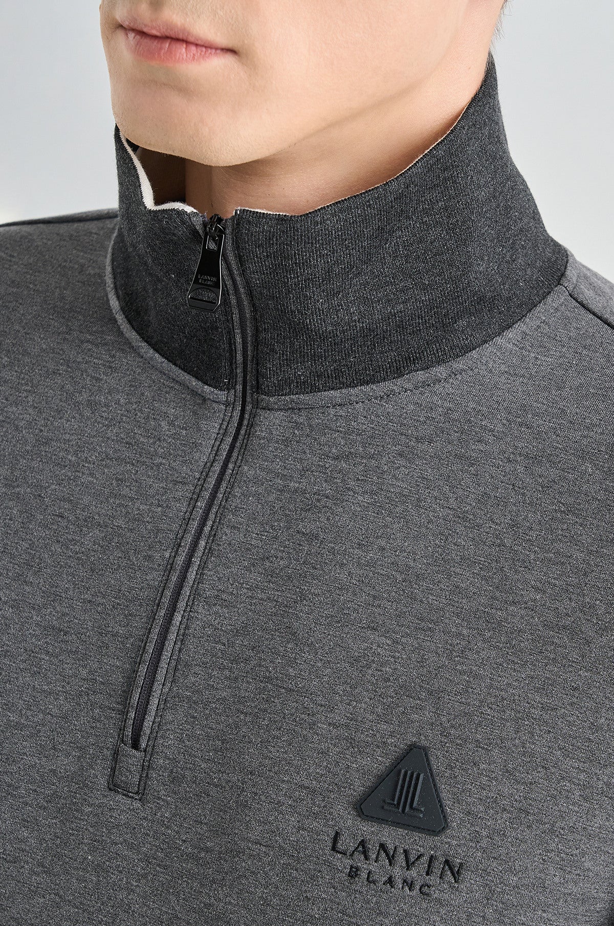 Lanvin Blanc Men&#39;s Zip Sweater - Charcoal Grey - Erthe Golf
