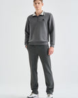 Lanvin Blanc Men's Zip Sweater - Charcoal Grey - Erthe Golf