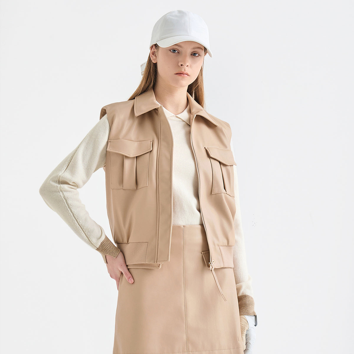 Lanvin Blanc Women's Leather Jacket - Beige - Erthe Golf