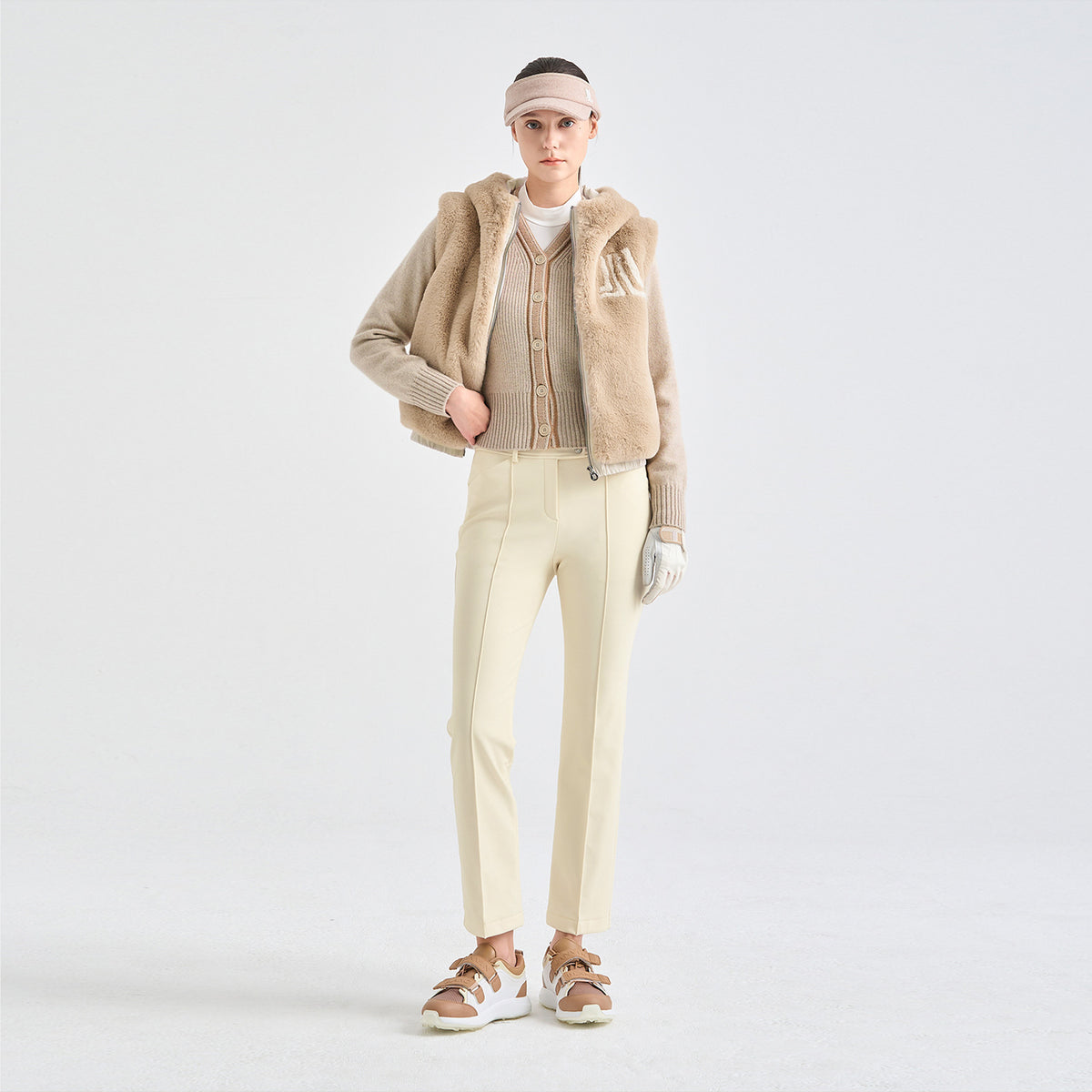Women's Fur Vest - Beige - Erthe Golf