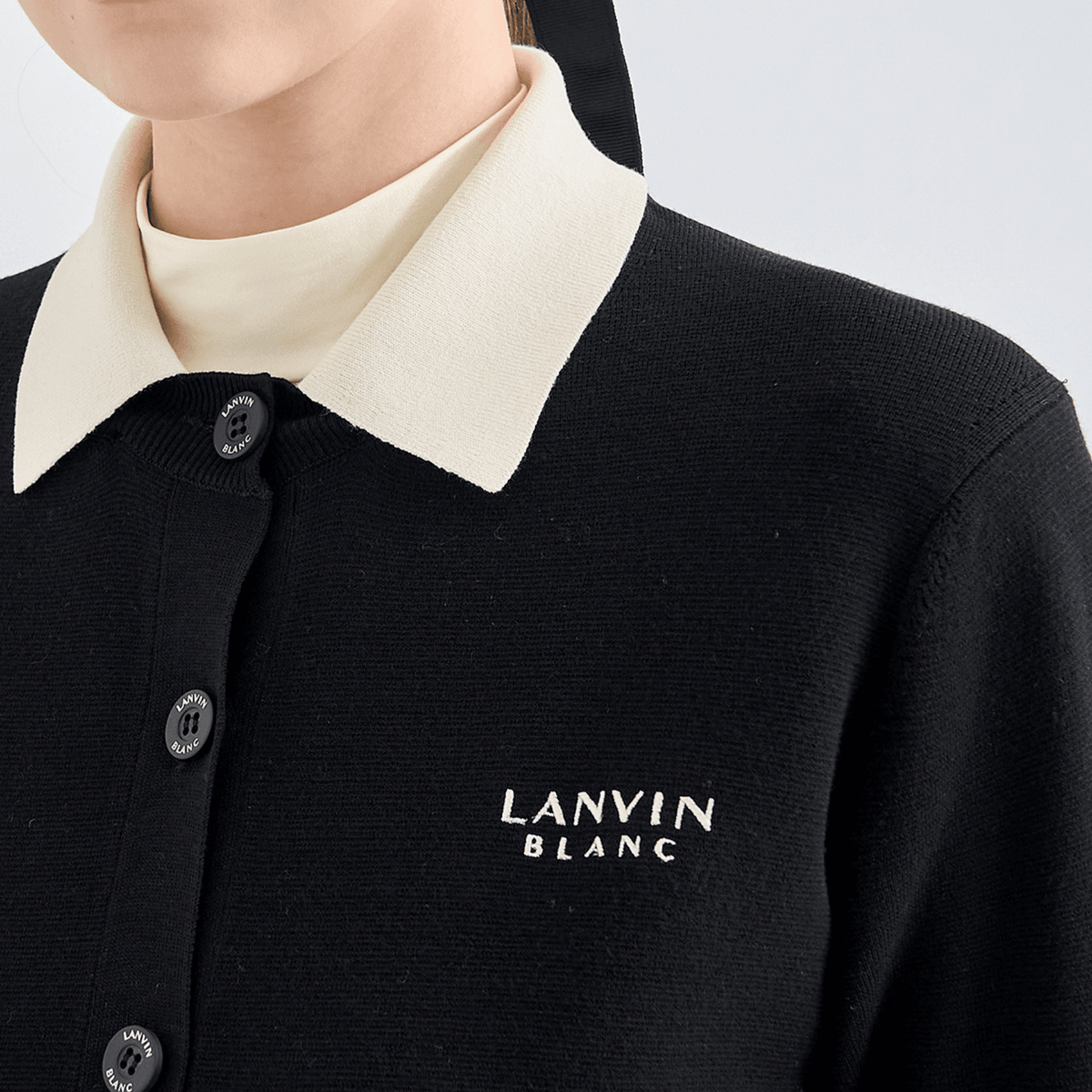 Women's Detachable Collar Knit Cardigan - Black - Erthe Golf