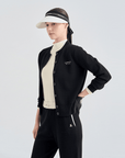 Women's Detachable Collar Knit Cardigan - Black - Erthe Golf