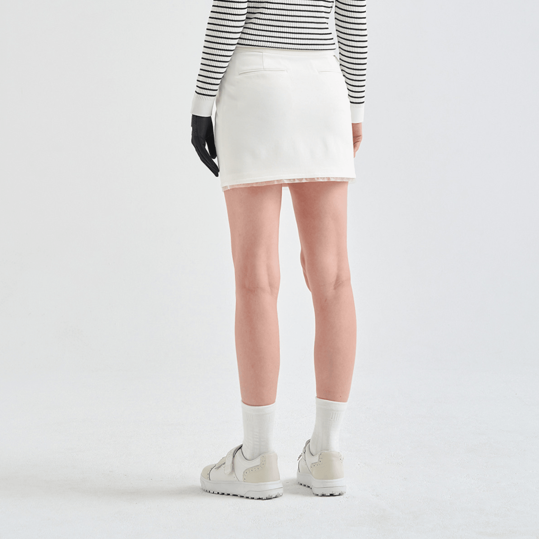 Women's Stretch Panel Mini Skirt - Off White - Erthe Golf