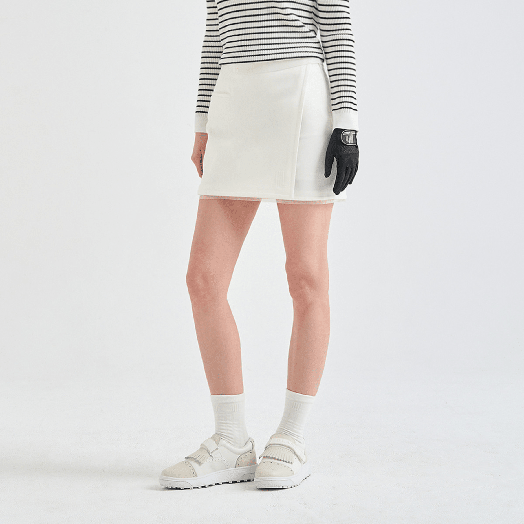 Women's Stretch Panel Mini Skirt - Off White - Erthe Golf