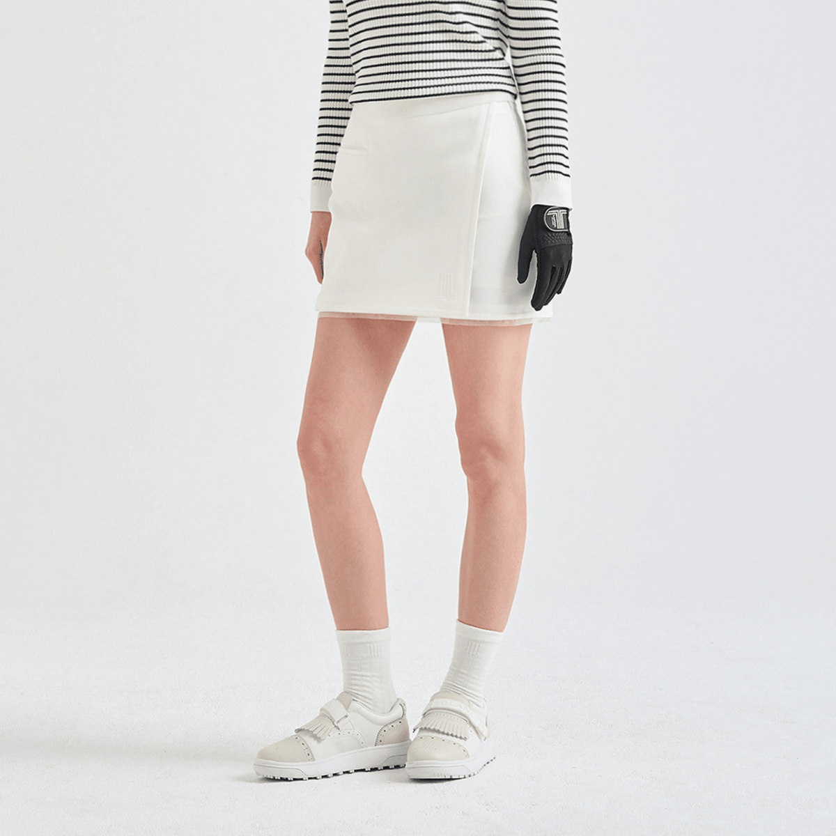 Women's Stretch Panel Mini Skirt - Off White - Erthe Golf