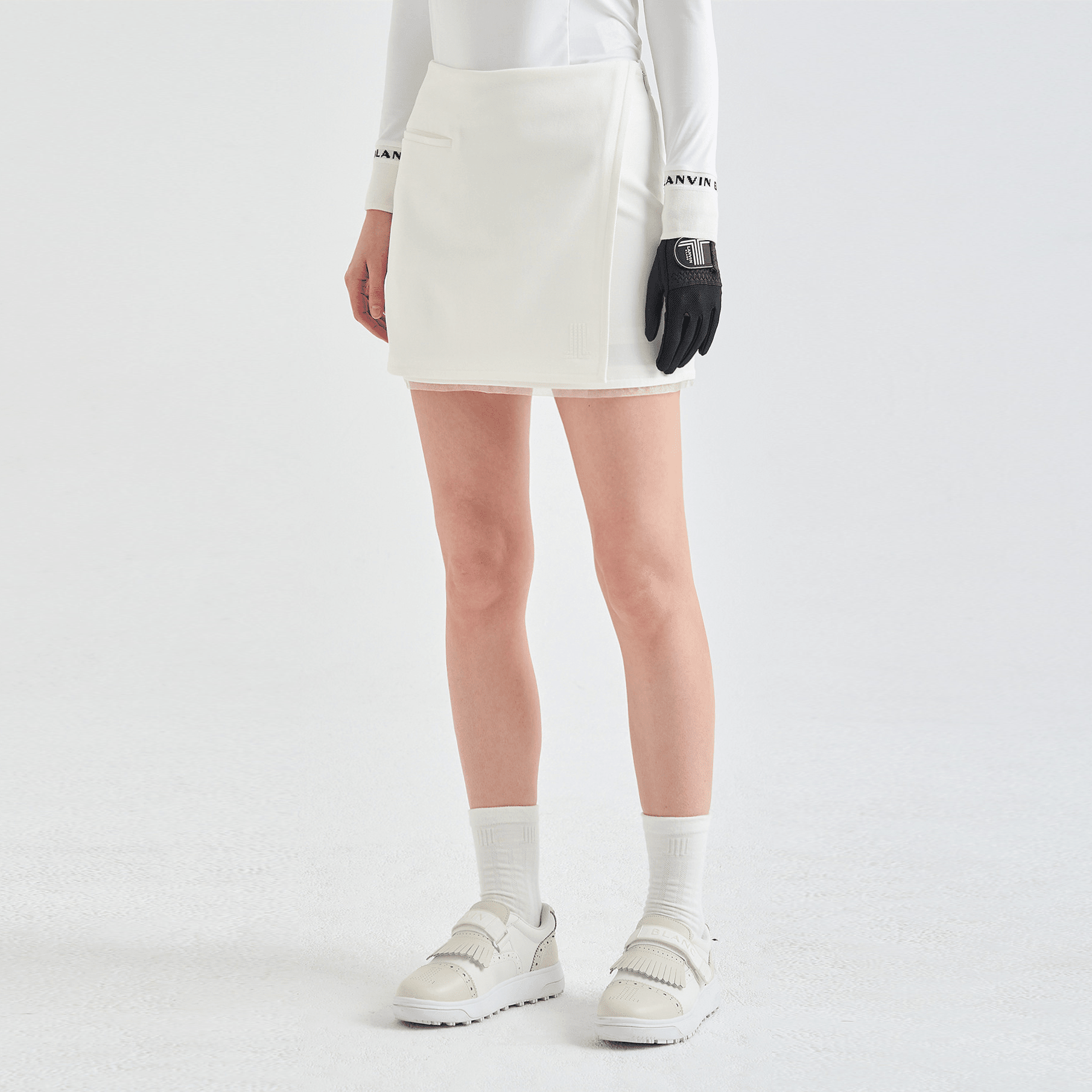 Women's Stretch Panel Mini Skirt - Off White - Erthe Golf