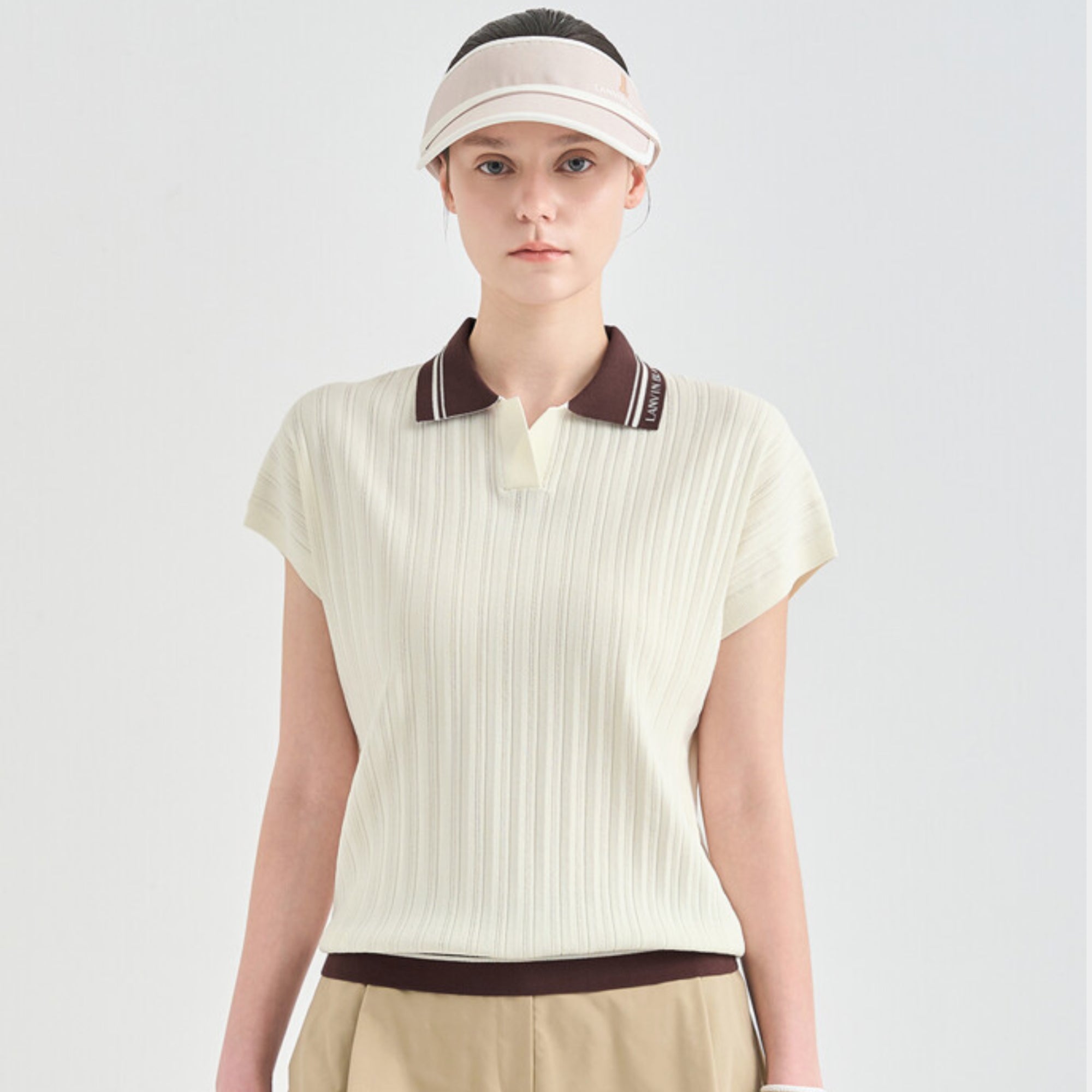 Women's Color - Block Knit Top - Ivory - Erthe Golf
