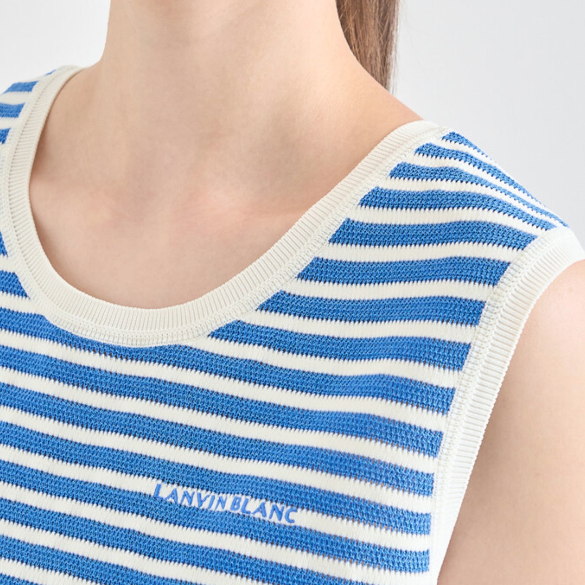 Women's Striped Knit Vest - Blue - Erthe Golf