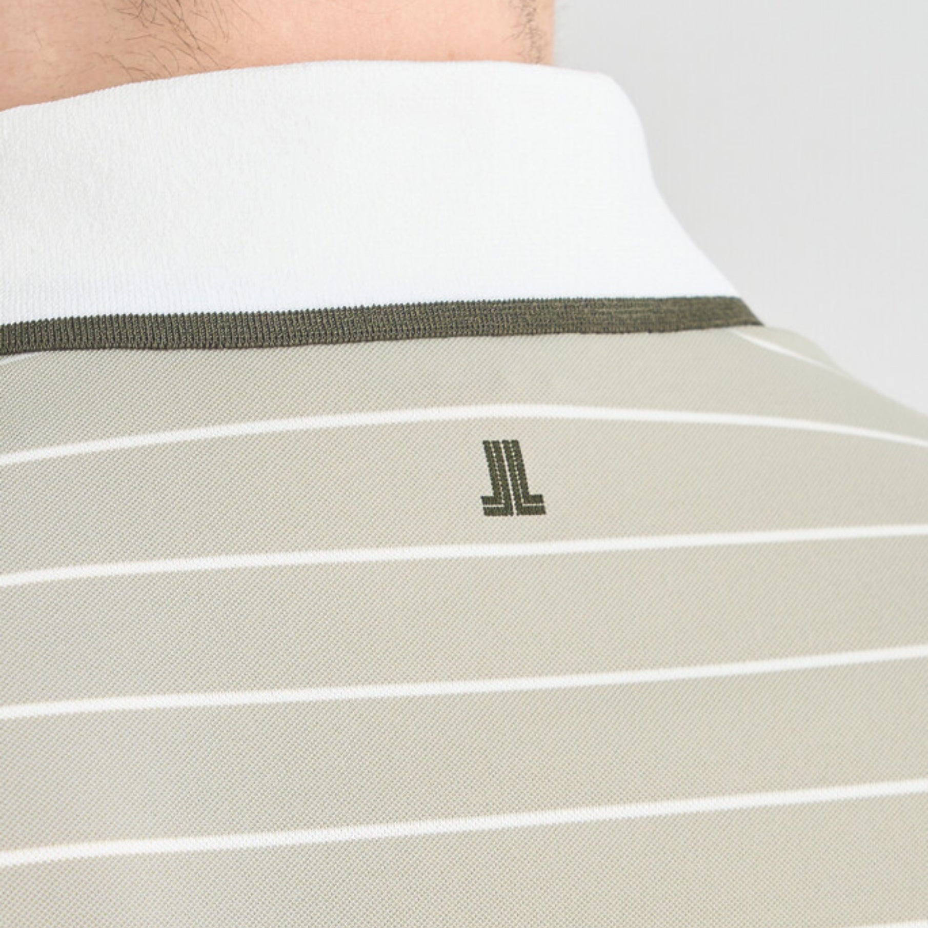 Men's Striped Collar Polo - Taupe Grey - Erthe Golf