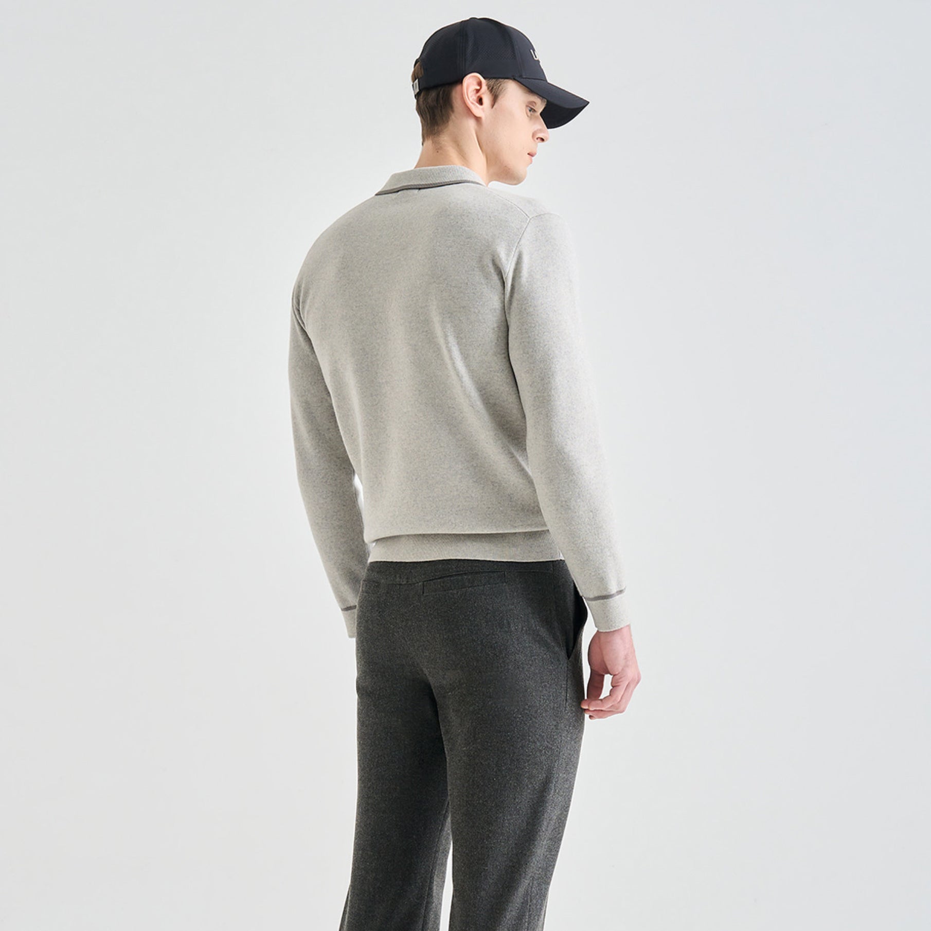 Men's Knit Top - White Grey - Erthe Golf