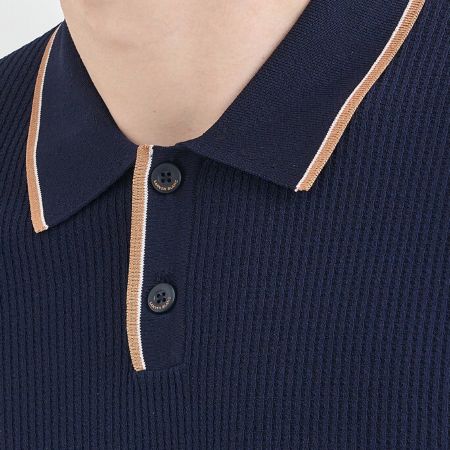 Men's Color - Line Ribbed Knit Top - Dark Navy - Erthe Golf