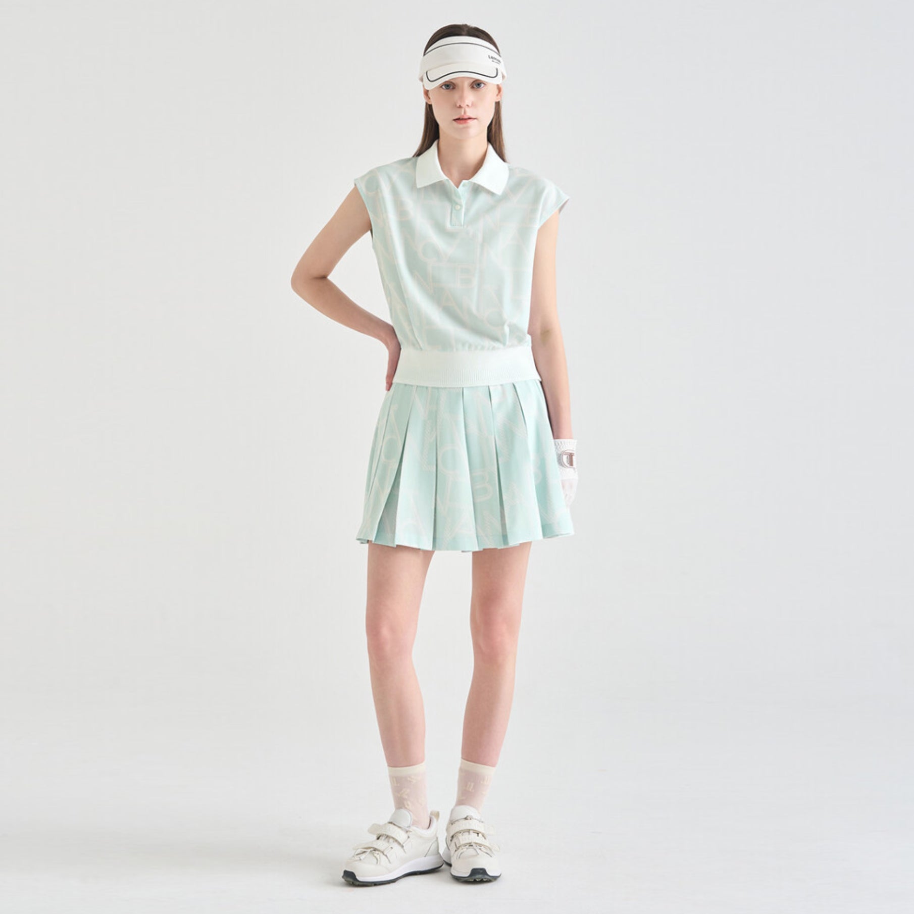 Women's Logo Print Culotte Shorts - Mint - Erthe Golf