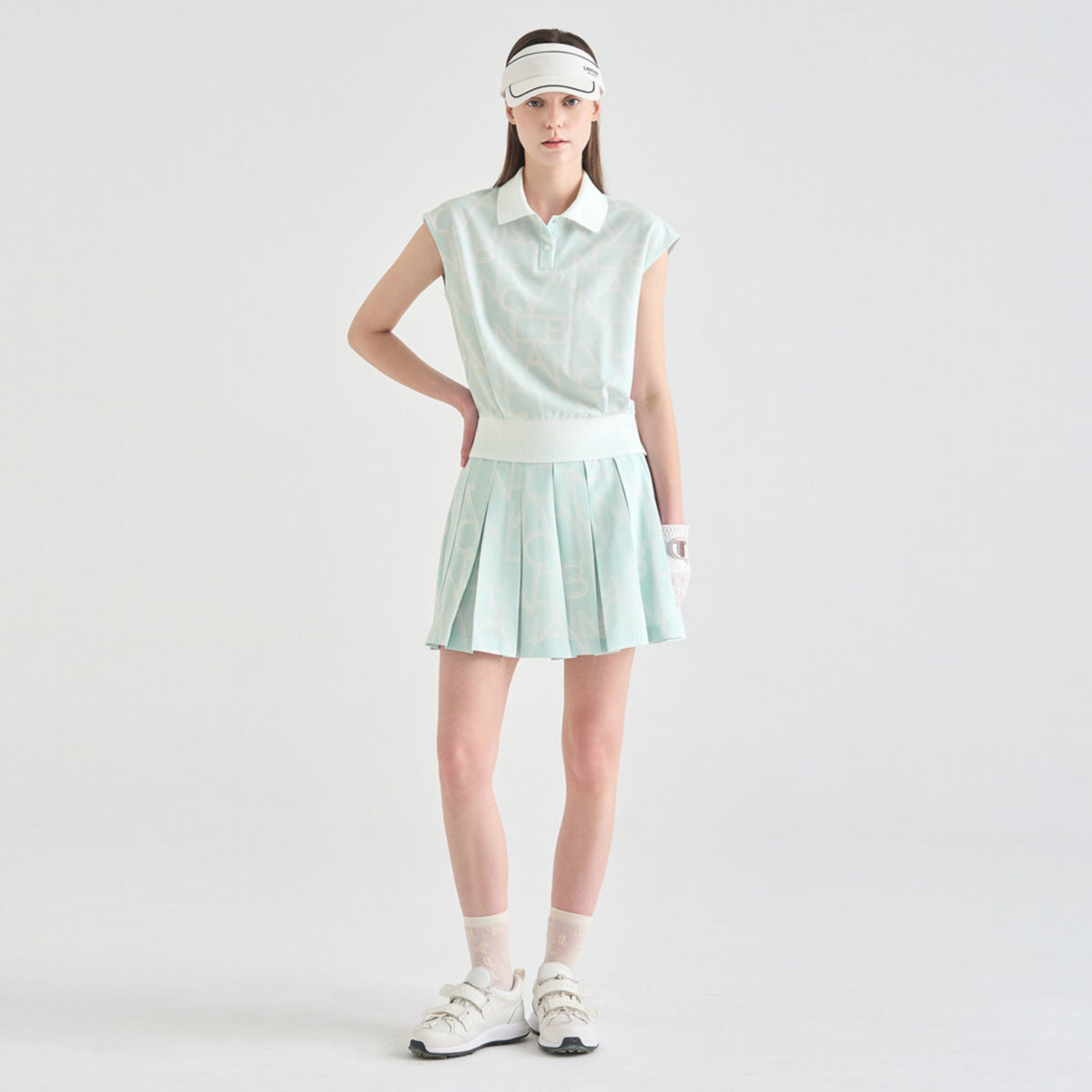 Women's Logo Print Culotte Shorts - Mint - Erthe Golf