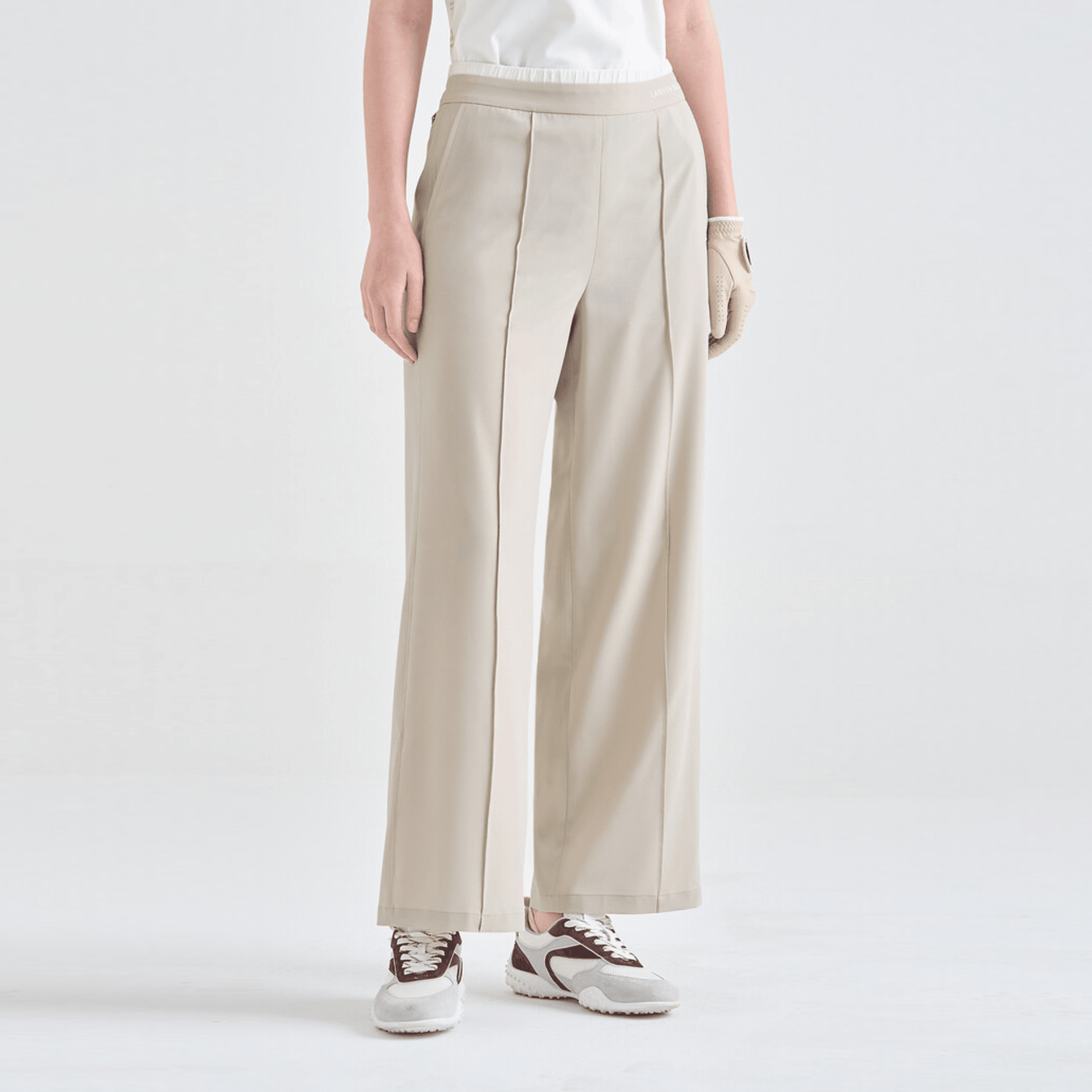 Women's Banded Wide - Leg Pants - Greige - Erthe Golf
