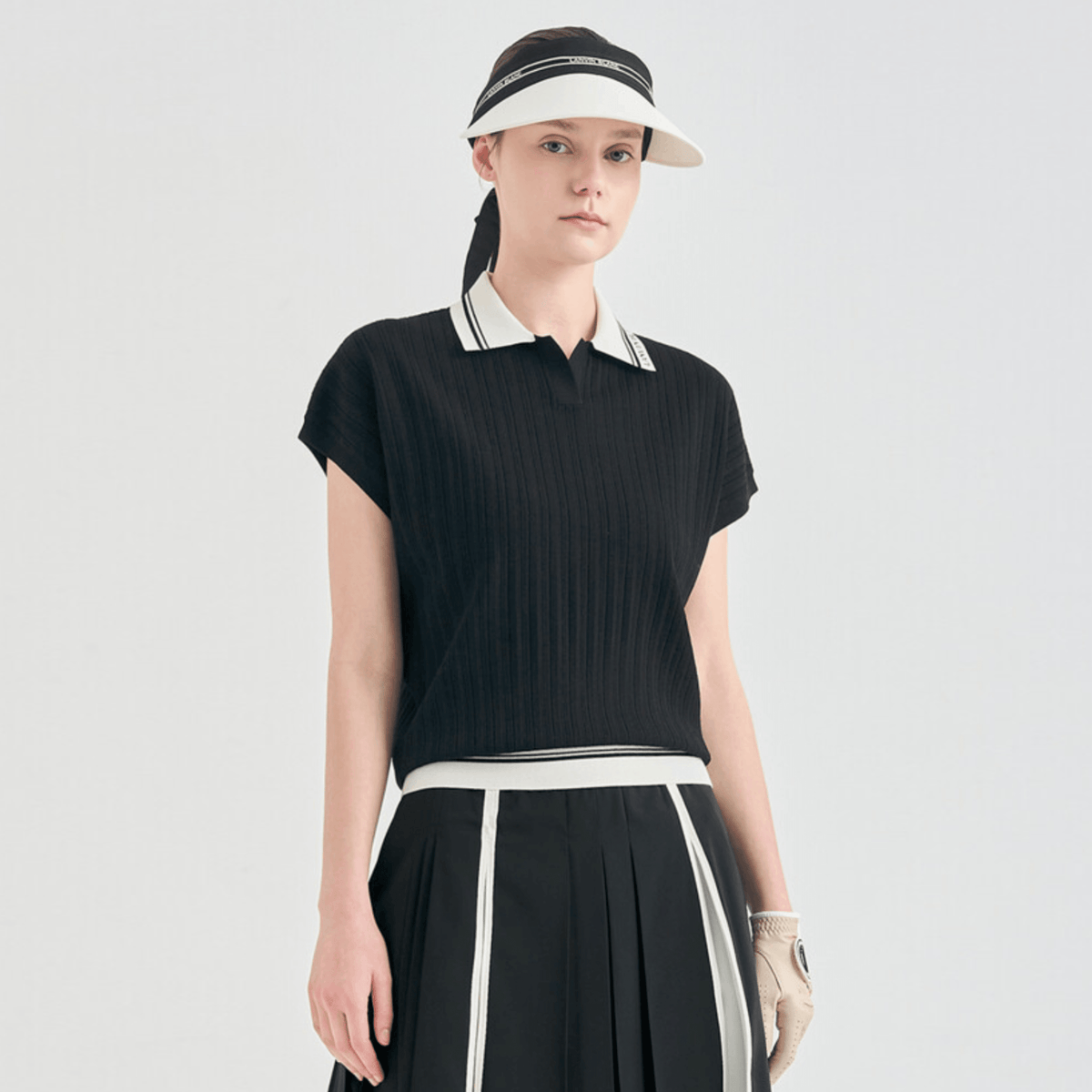 Women's Color - Block Knit Top - Black - Erthe Golf