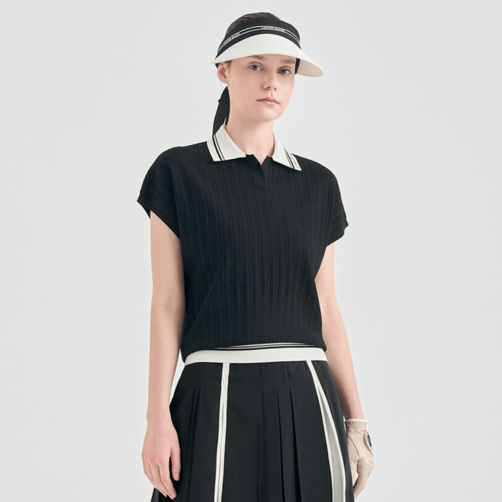 Women's Color - Block Knit Top - Black - Erthe Golf