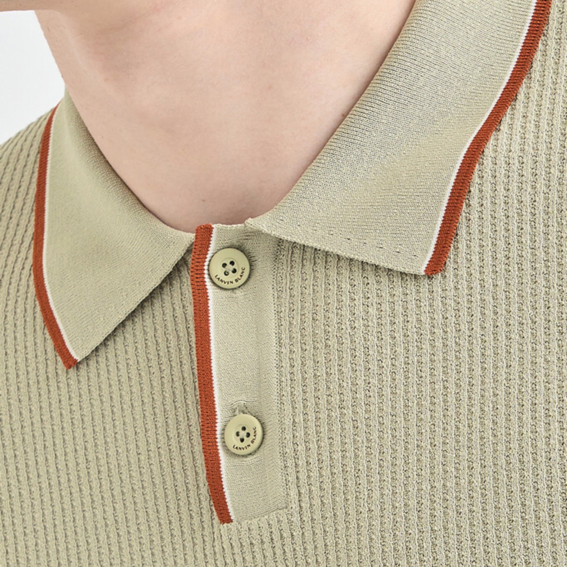 Men's Color - Line Ribbed Knit Top - Light Khaki - Erthe Golf