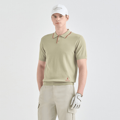 Men's Color - Line Ribbed Knit Top - Light Khaki - Erthe Golf