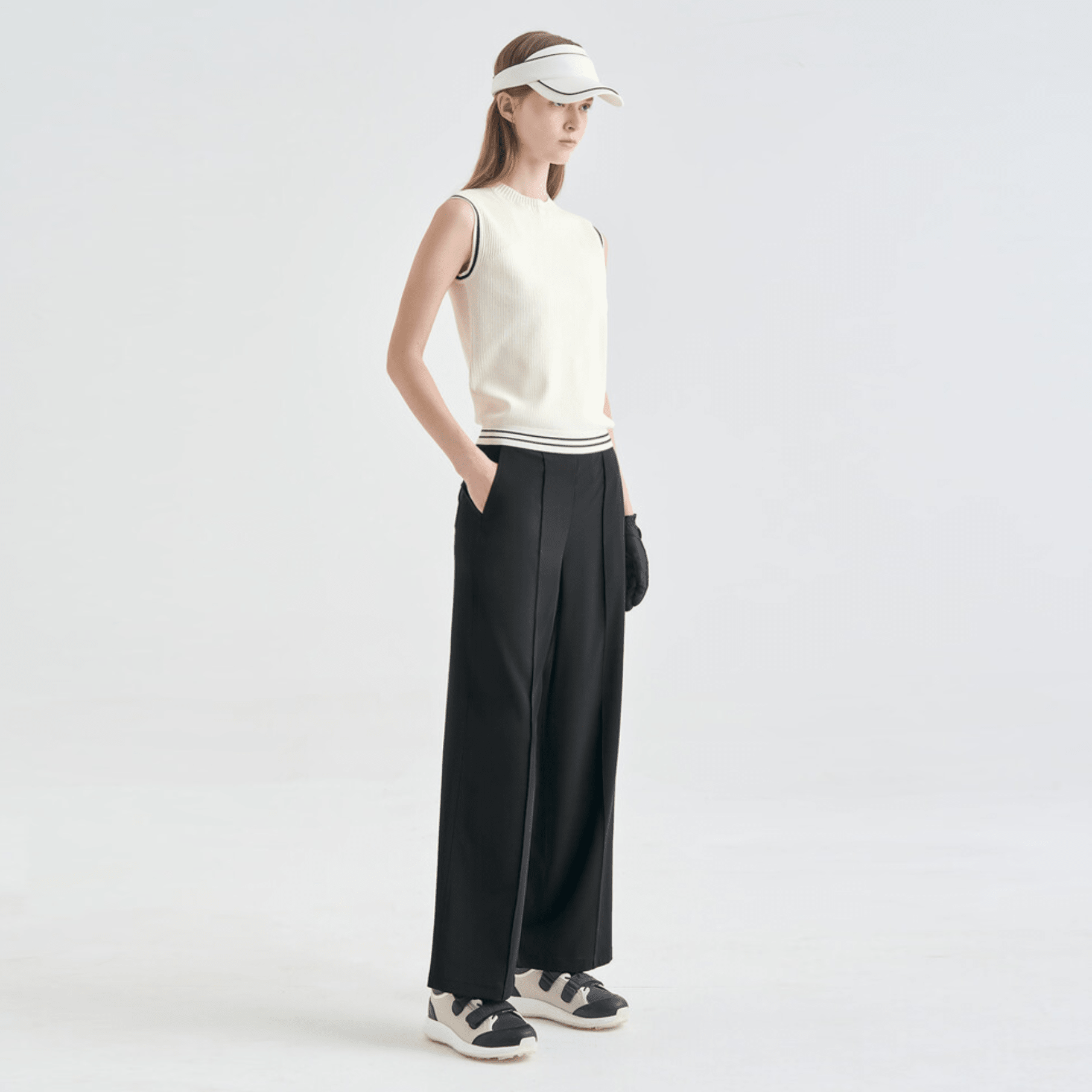 Women's Banded Wide - Leg Pants - Black - Erthe Golf