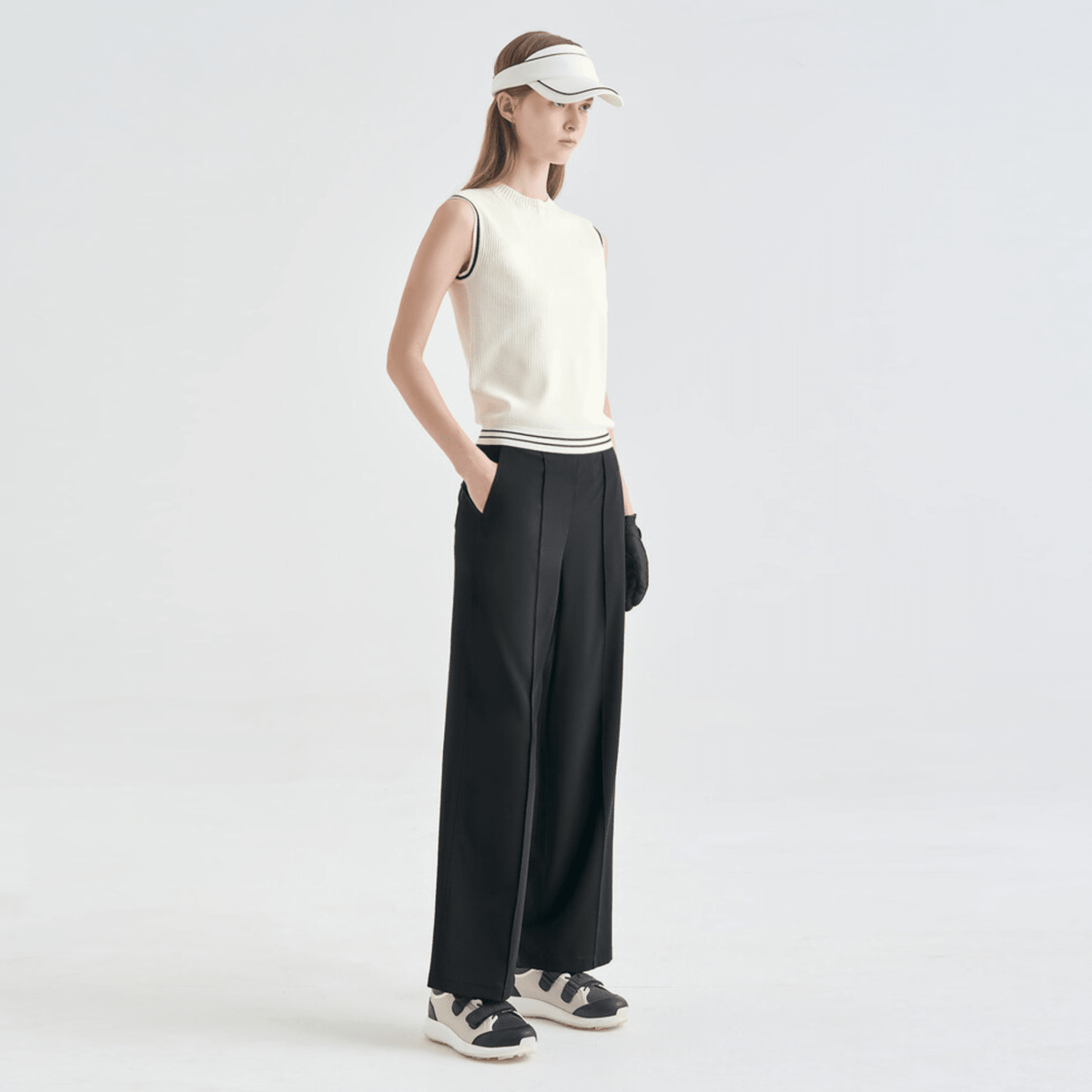 Women's Banded Wide - Leg Pants - Black - Erthe Golf