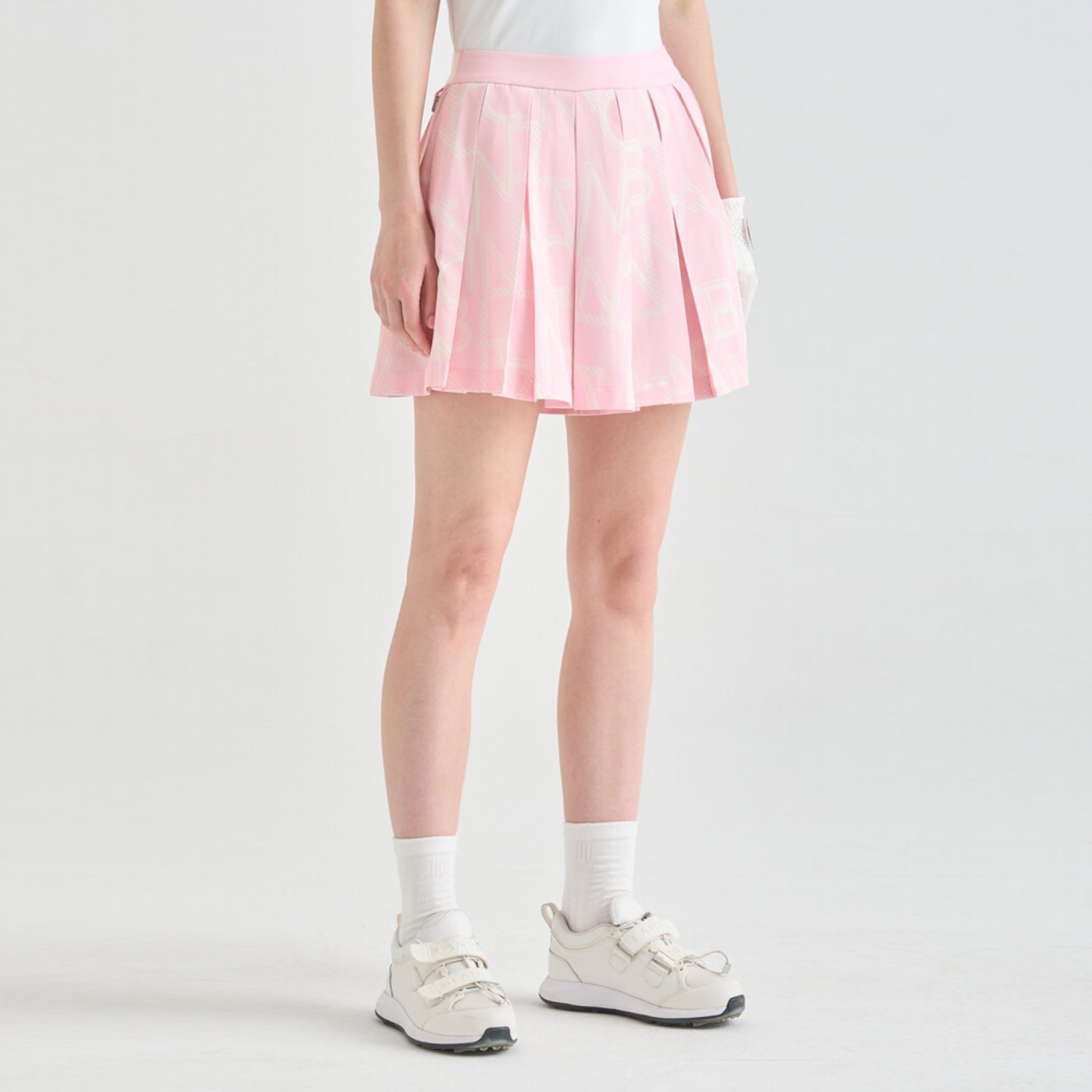 Women's Logo Print Culotte Shorts - Pink - Erthe Golf