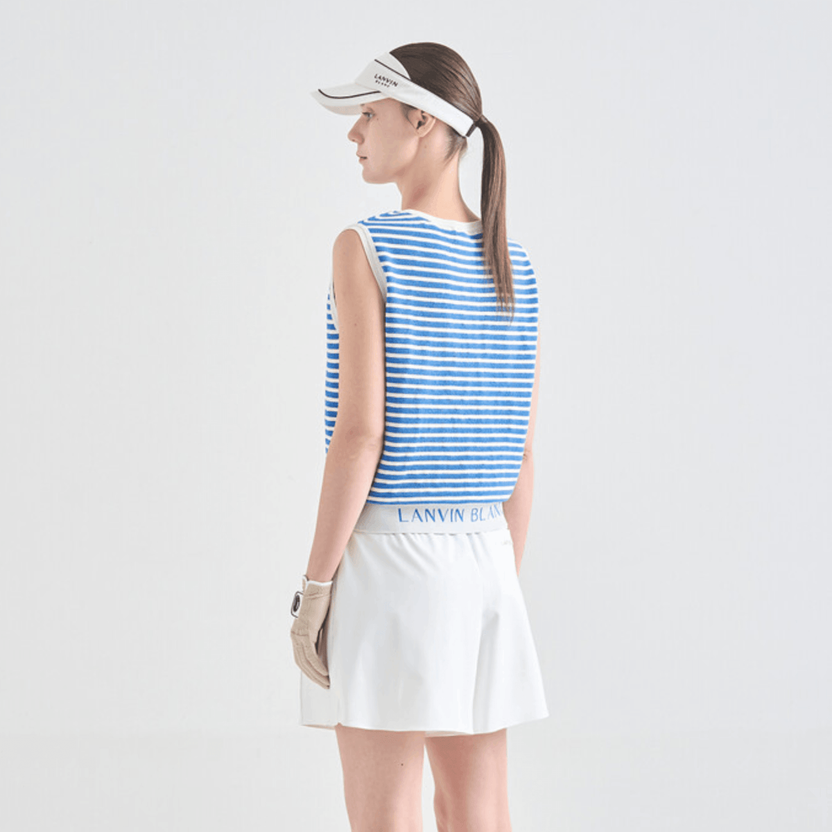 Women's Striped Knit Vest - Blue - Erthe Golf
