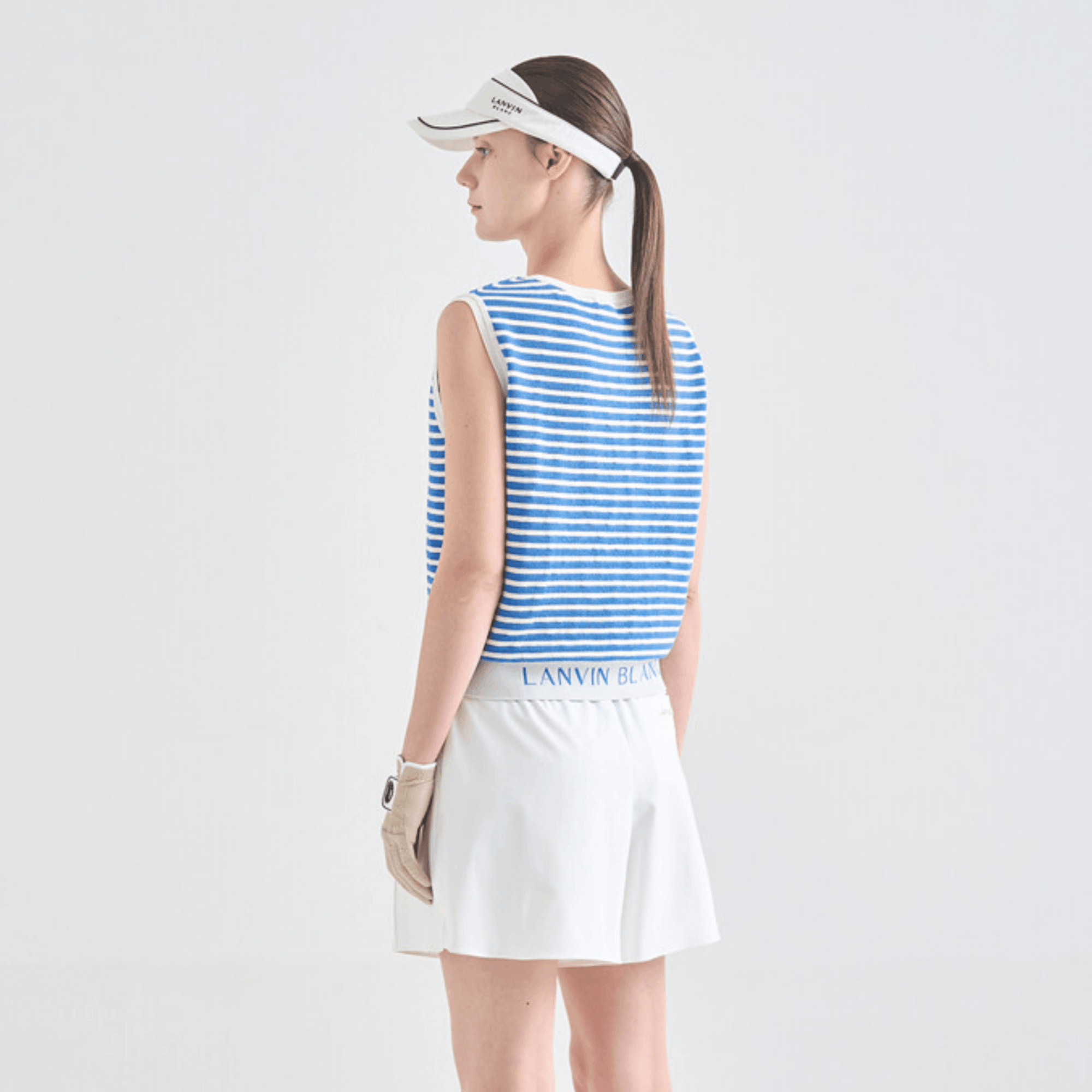 Women's Striped Knit Vest - Blue - Erthe Golf