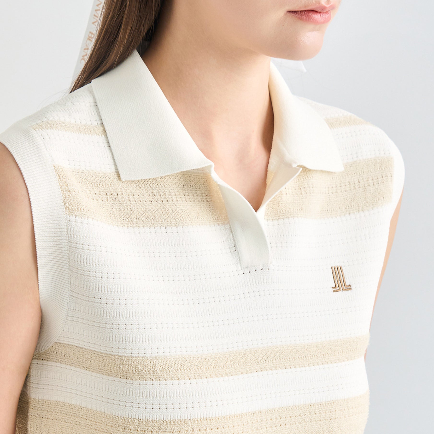 Women's Sleeveless Knit Top - Oatmeal - Erthe Golf
