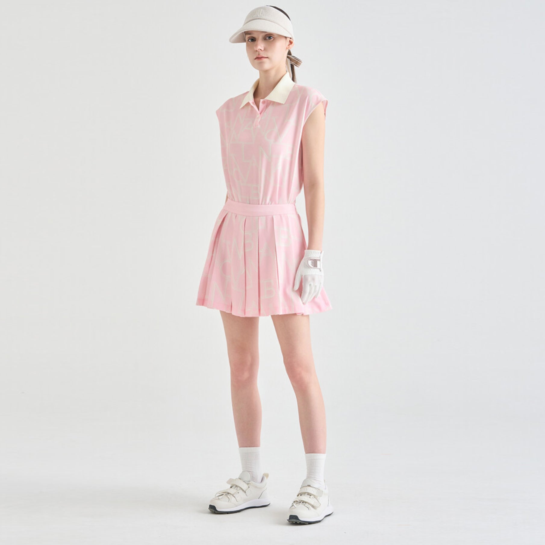 Women's Logo Print Culotte Shorts - Pink - Erthe Golf