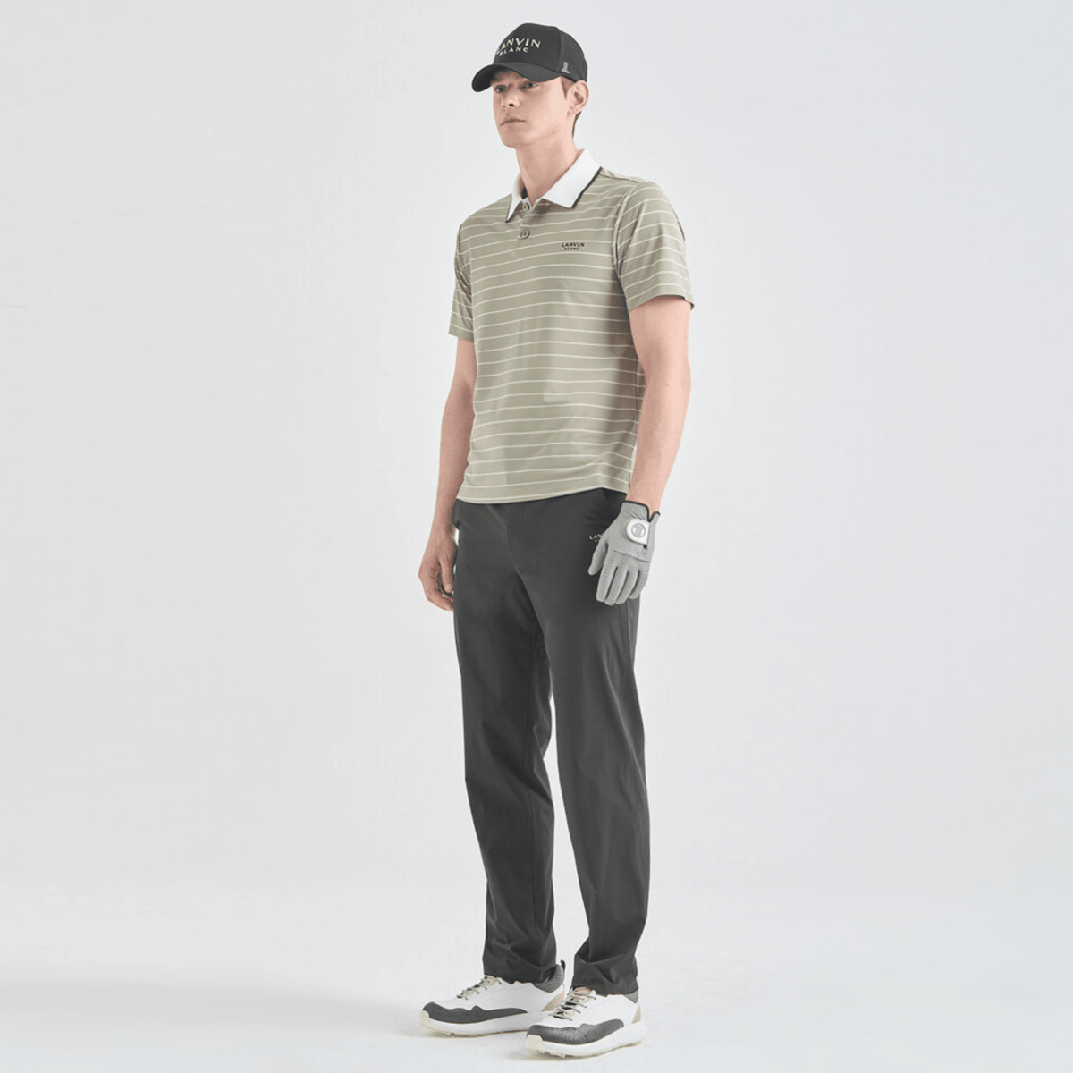 Men's Striped Collar Polo - Taupe Grey - Erthe Golf