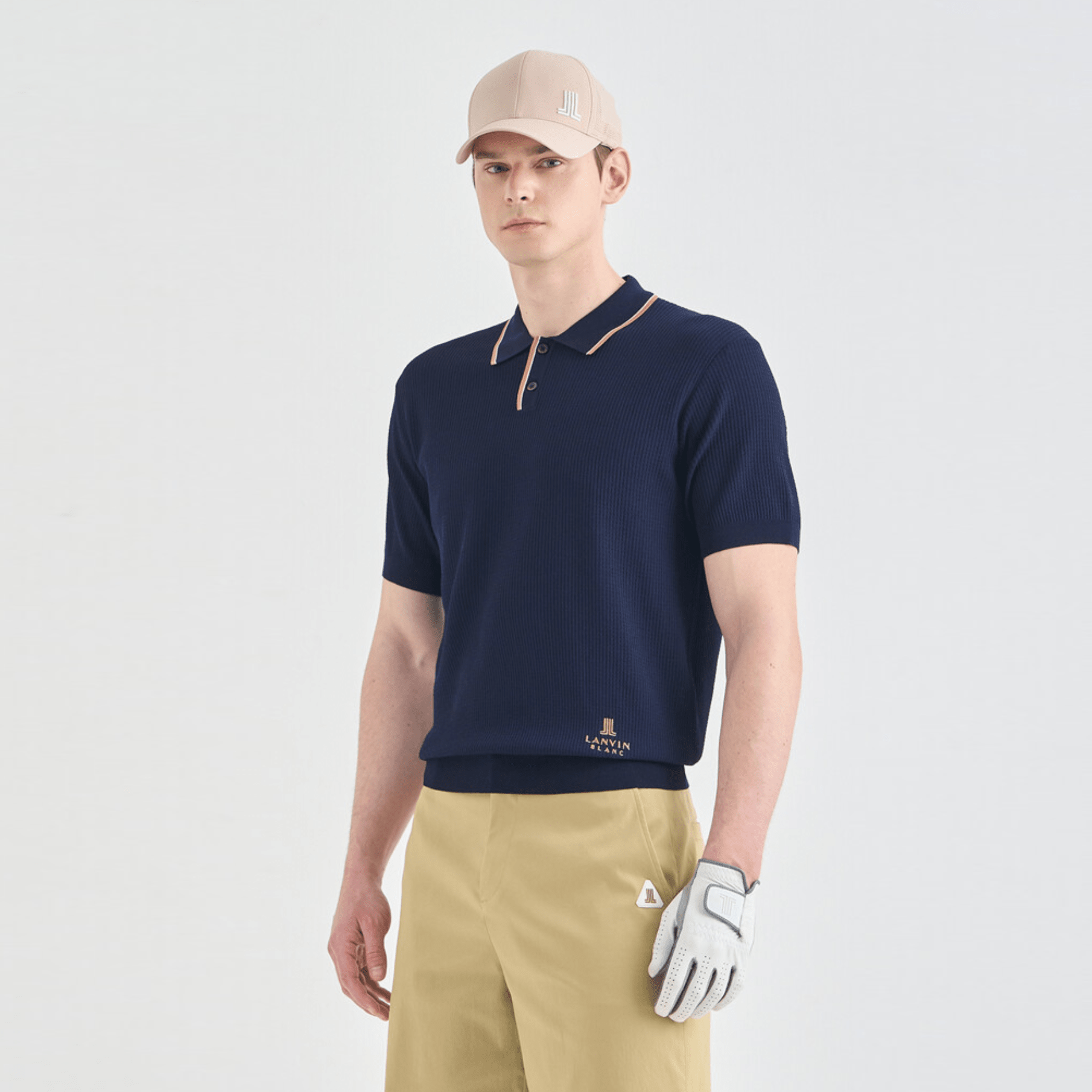 Men's Color - Line Ribbed Knit Top - Dark Navy - Erthe Golf