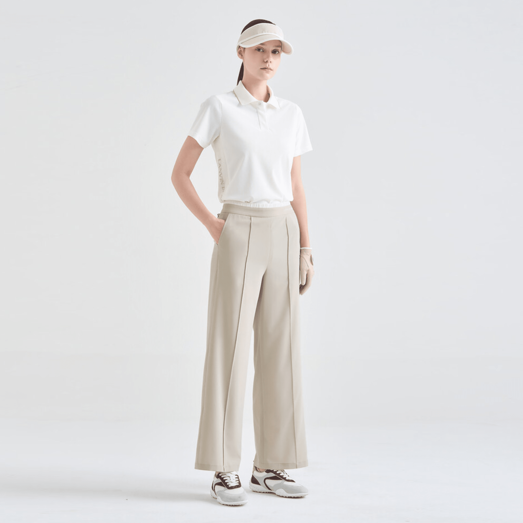 Women's Banded Wide - Leg Pants - Greige - Erthe Golf