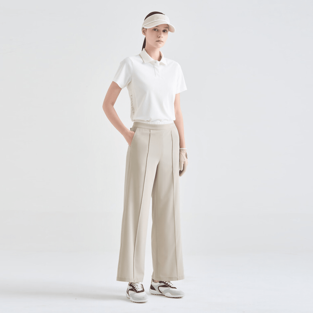 Women's Banded Wide - Leg Pants - Greige - Erthe Golf