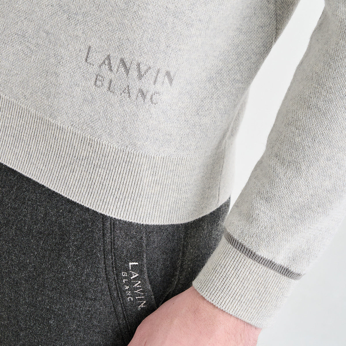 Men's Knit Top - White Grey - Erthe Golf