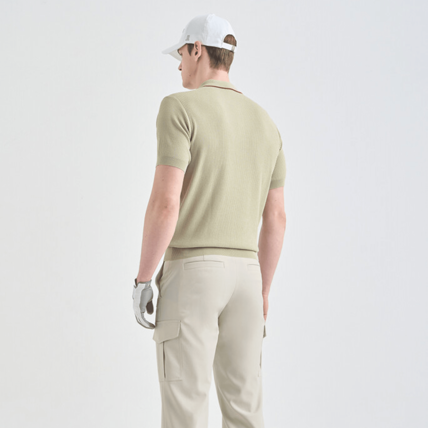 Men's Color - Line Ribbed Knit Top - Light Khaki - Erthe Golf