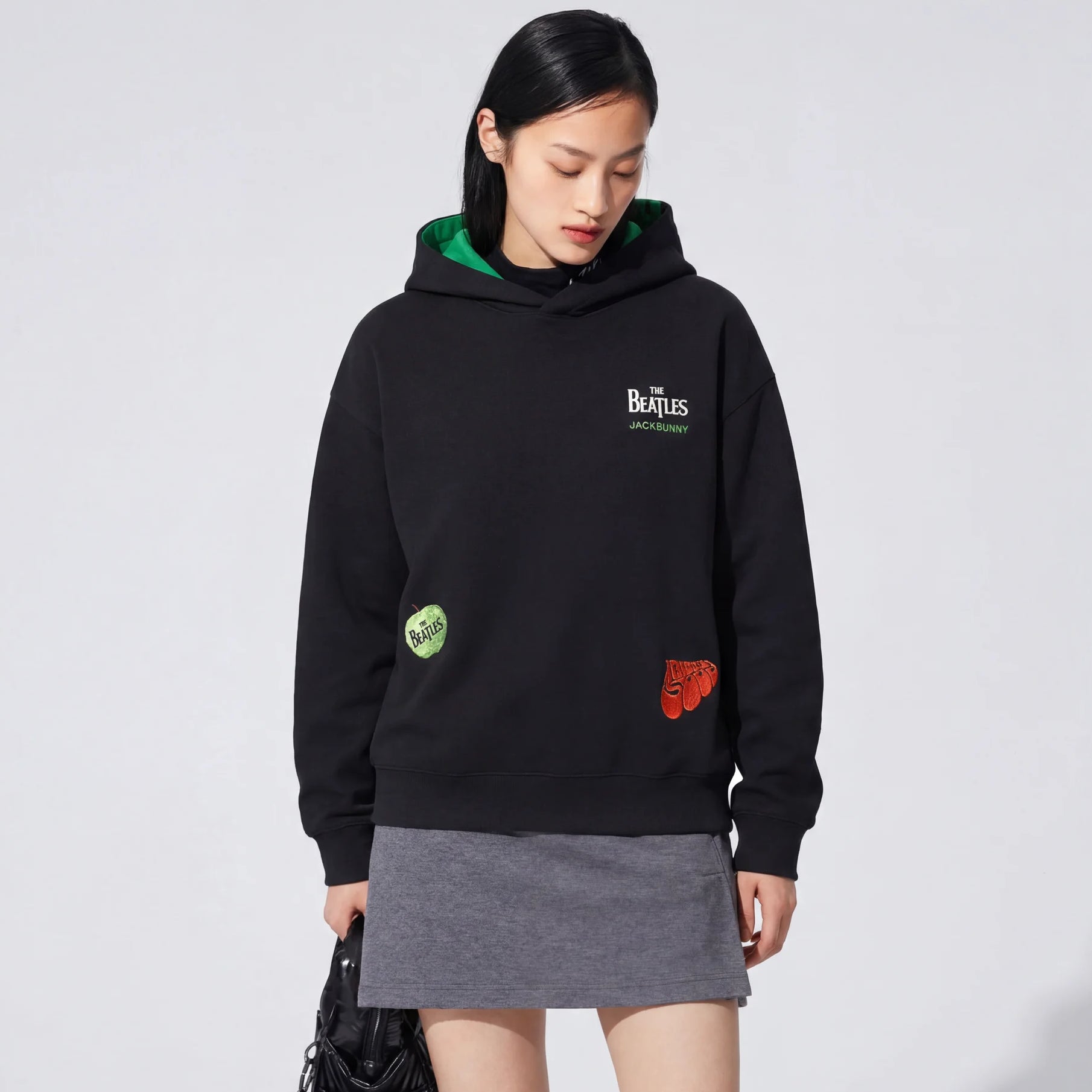 Women's Jack Bunny Beatles Hooded T-Shirt - Black - Erthe Golf