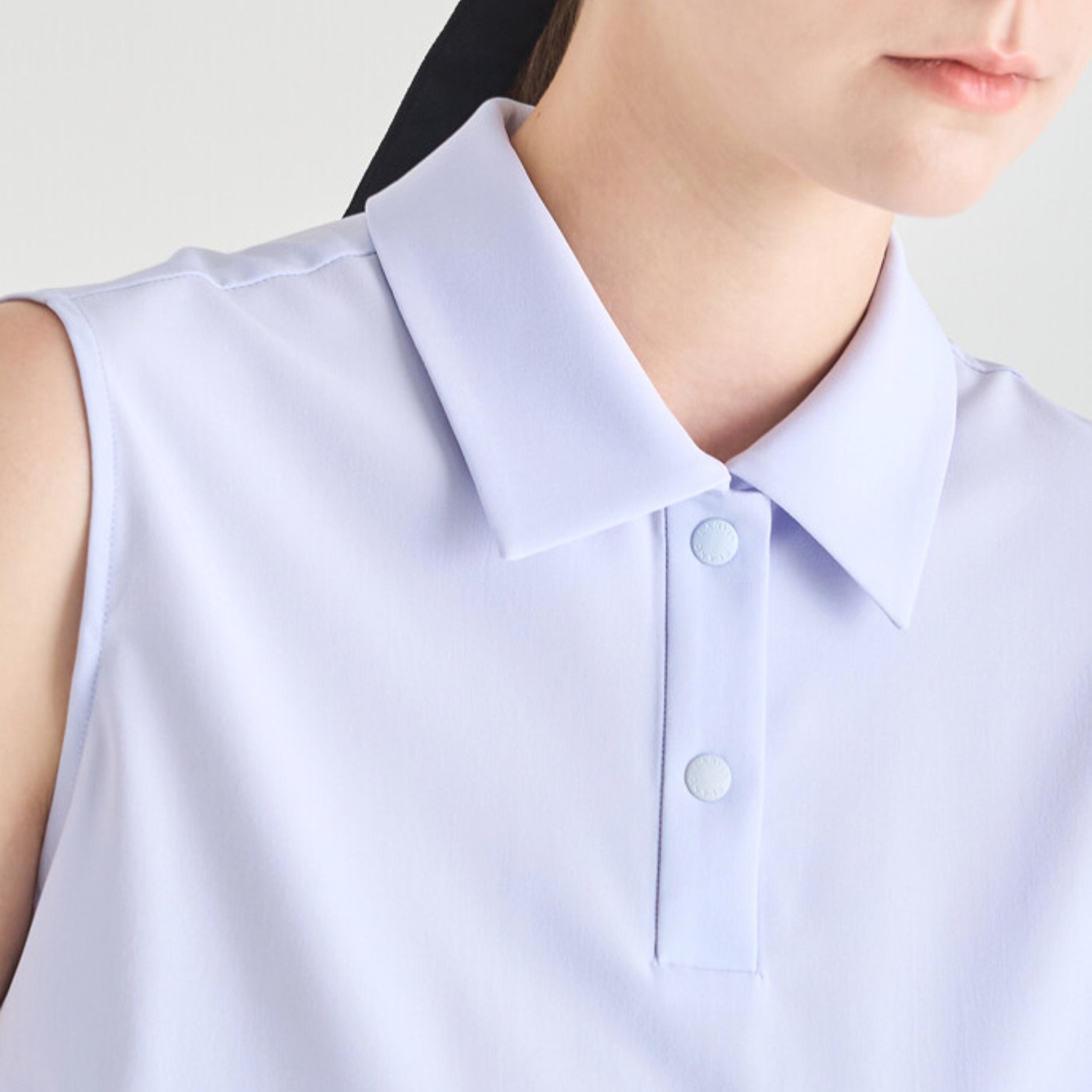 Women's Pleated Sleeveless Polo - Light Blue - Erthe Golf
