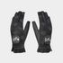 A pair of black Le Coq Golf fingerless gloves with a textured patterned back and a black leather wrist patch featuring the white Le Coq logo.