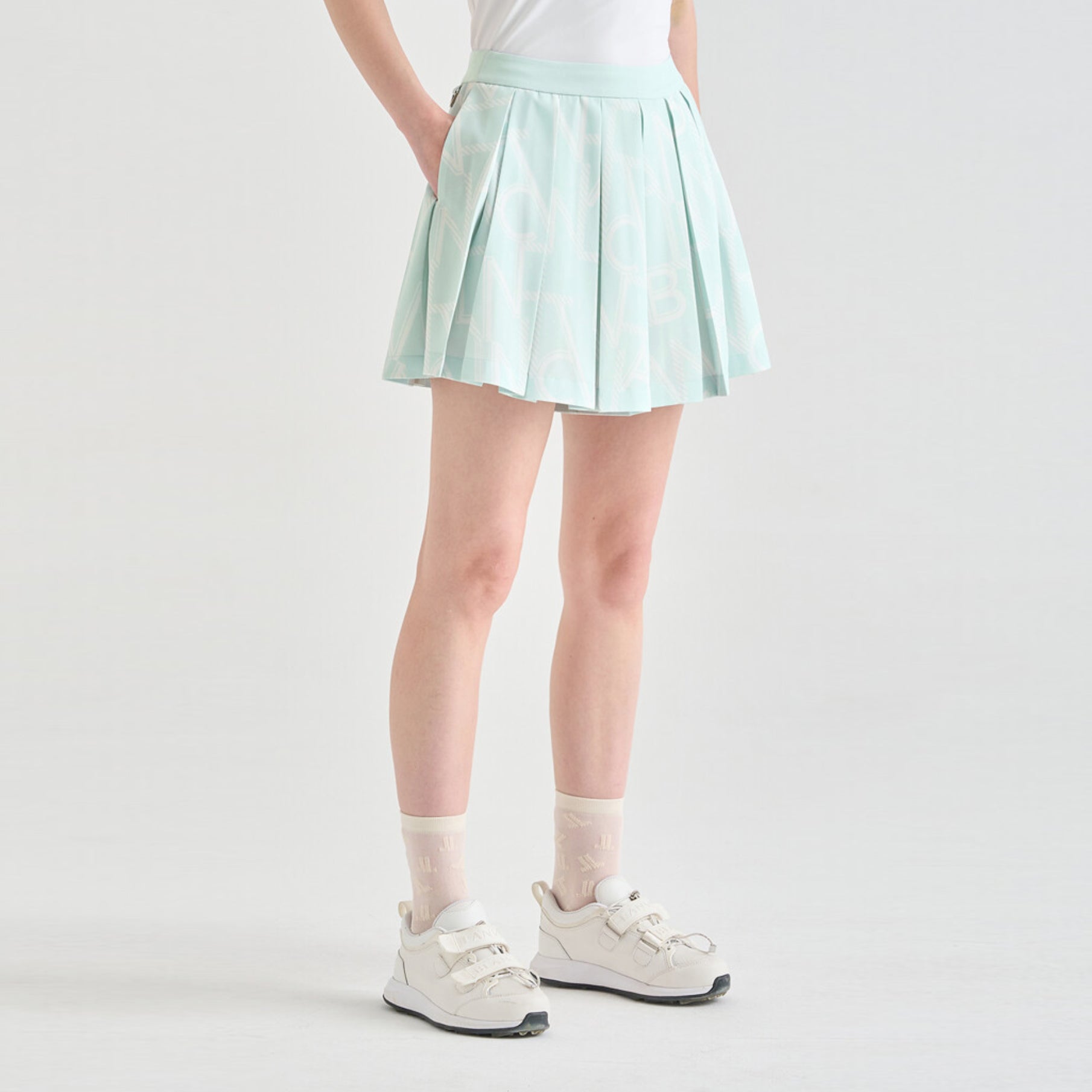 Women's Logo Print Culotte Shorts - Mint - Erthe Golf