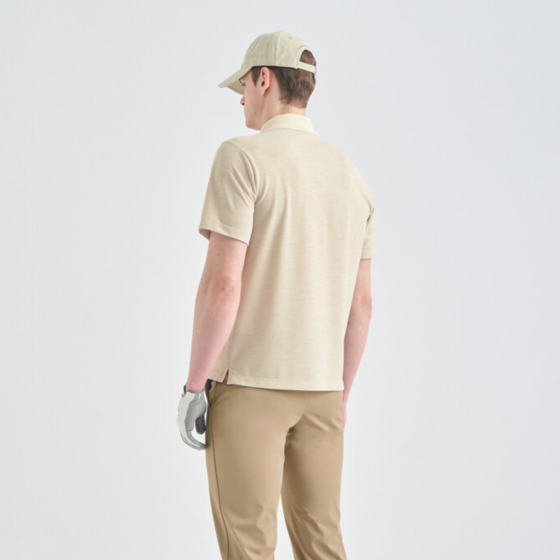 Men's Contrast Collar Polo - Khaki Beige - Erthe Golf